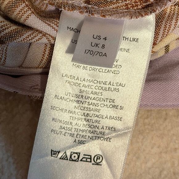 FREE PEOPLE Plaid Jules Flare Leg High Waist Pants Light Purple EUC Size 4 - Picture 6 of 8